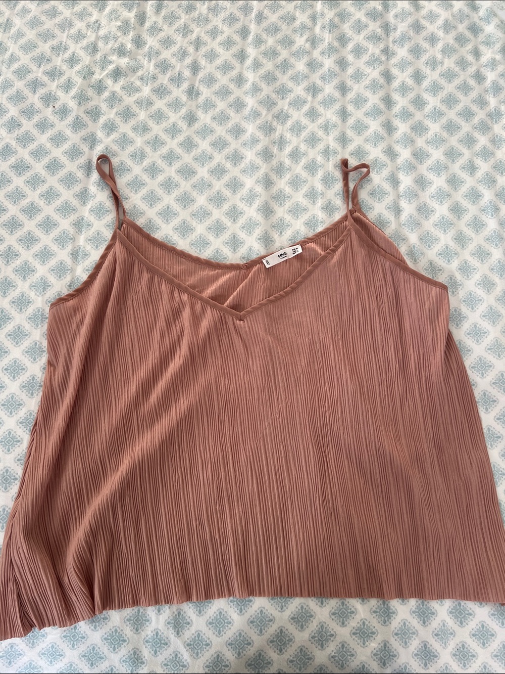 Mango Ribbed V-Neck Cami Tank — Dusty Rose
